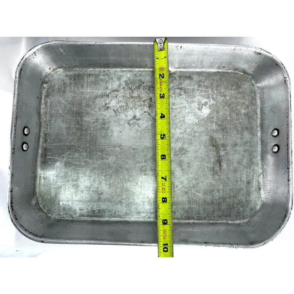 Vintage Pure Aluminum Roasting Pan Made in USA Rectangular 14x10 Bakeware